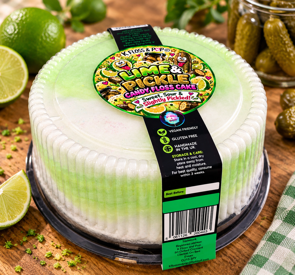 Lime & Pickle Candy Floss Cake – 8" Vegan & Gluten Free Novelty Cake