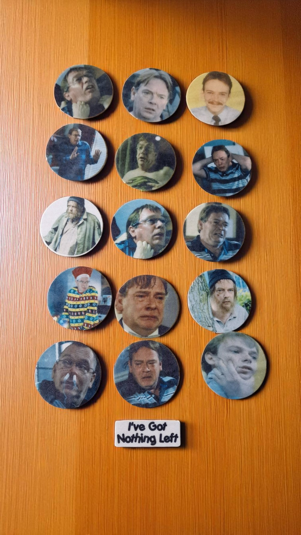 Set of 15 pre-cut edible cupcake toppers featuring Ian Beale meme faces from EastEnders, printed on wafer paper. Retro 80s, 90s, and 00s themed party decorations, suitable for vegans."