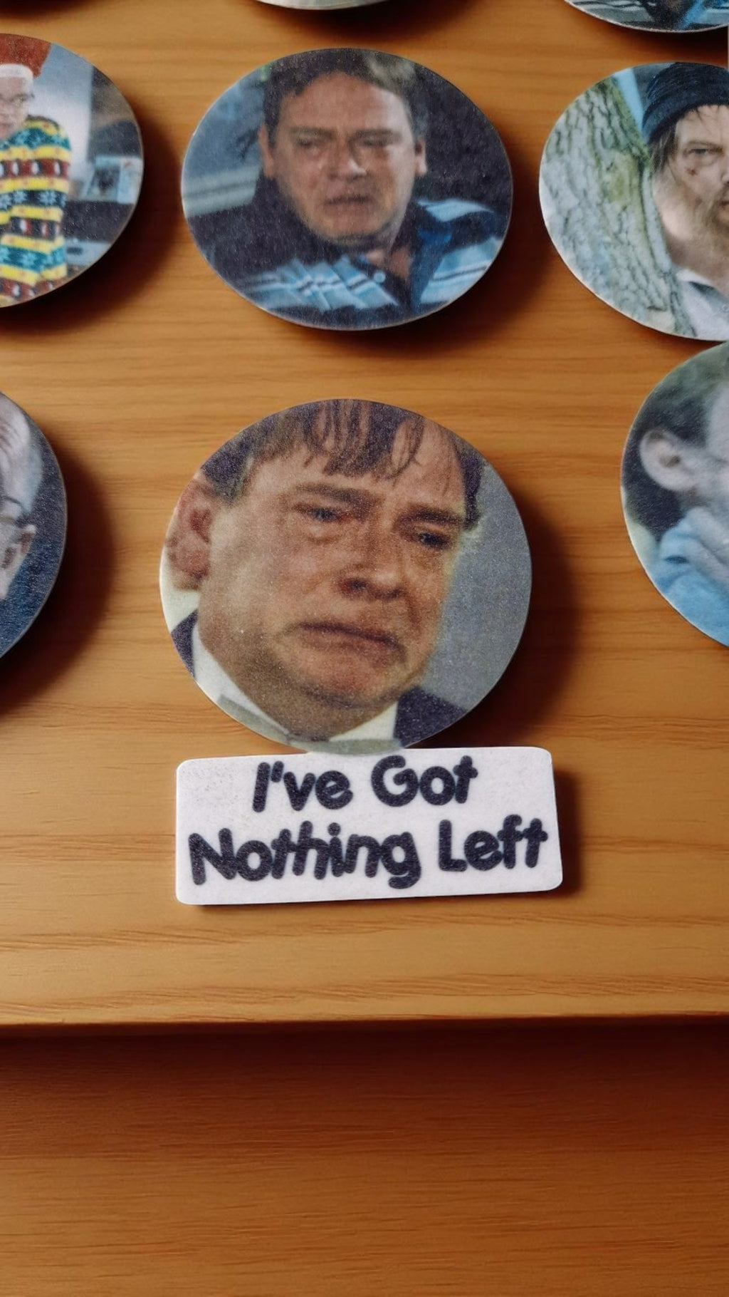 Set of 15 pre-cut edible cupcake toppers featuring Ian Beale meme faces from EastEnders, printed on wafer paper. Retro 80s, 90s, and 00s themed party decorations, suitable for vegans."
