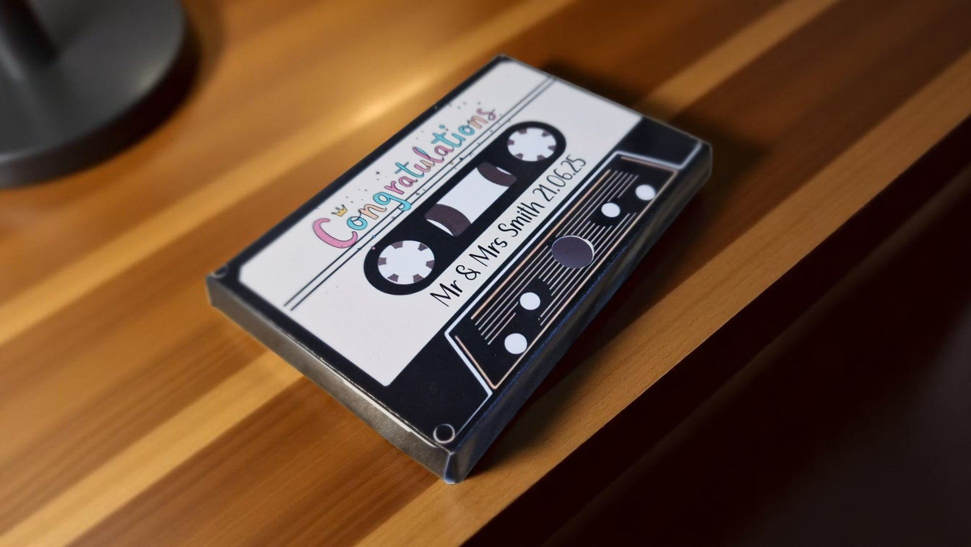 Single personalised retro cassette tape wedding card with recordable voice message and battery by Cheeky Twist Gifts