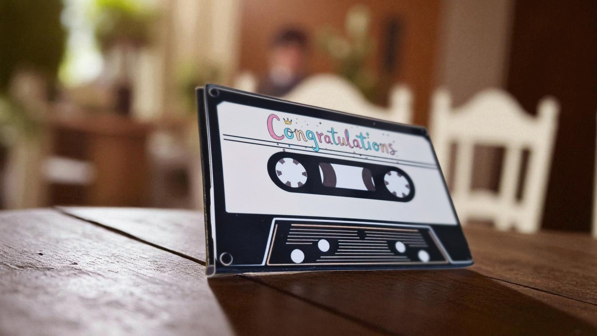 Single personalised retro cassette tape wedding card with recordable voice message and battery by Cheeky Twist Gifts