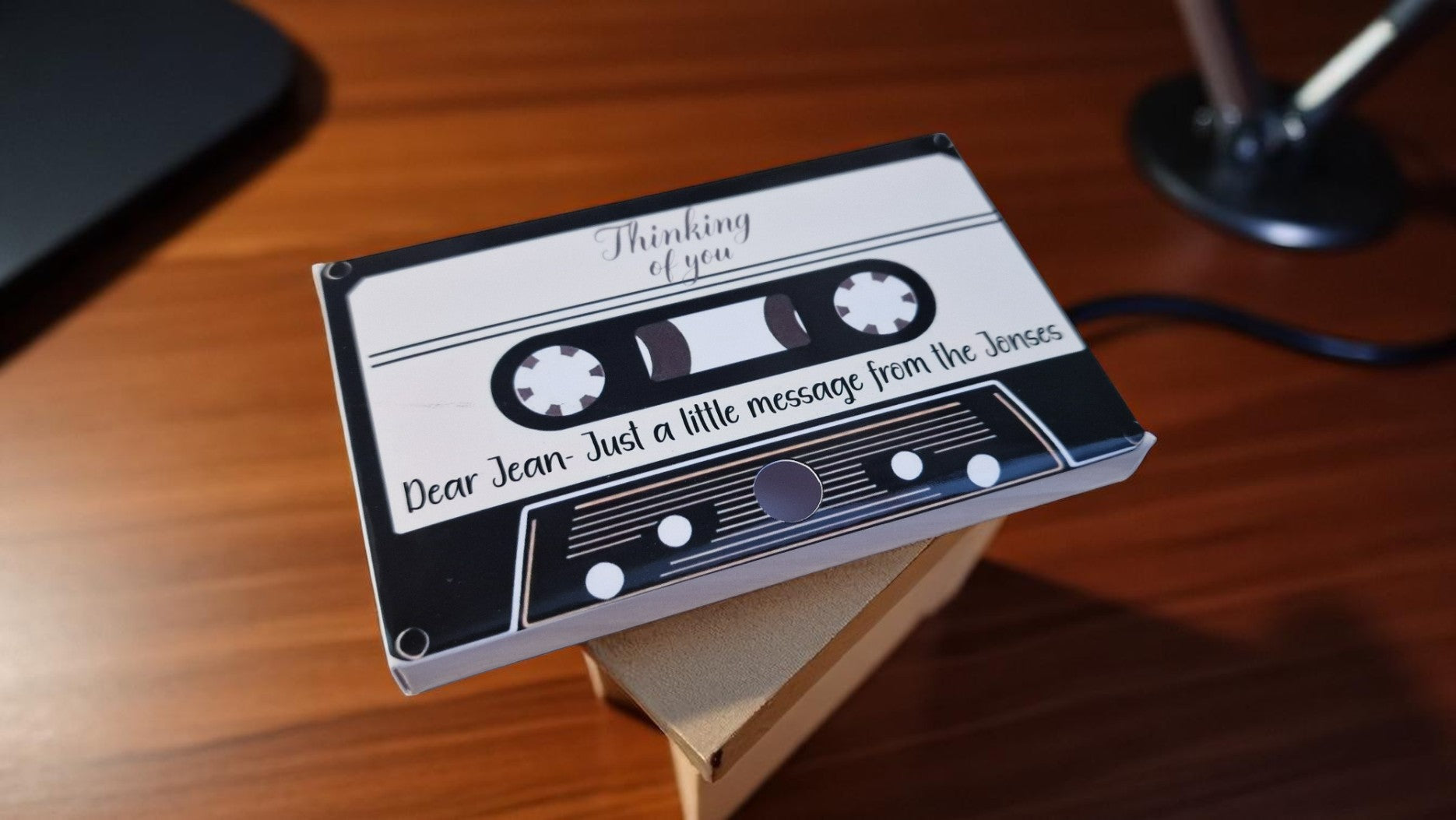 Personalised cassette voice message card, thinking of you, retro keepsake gift, handmade, one card per order