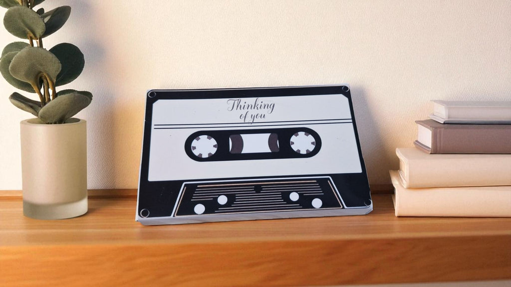 Personalised cassette voice message card, thinking of you, retro keepsake gift, handmade, one card per order
