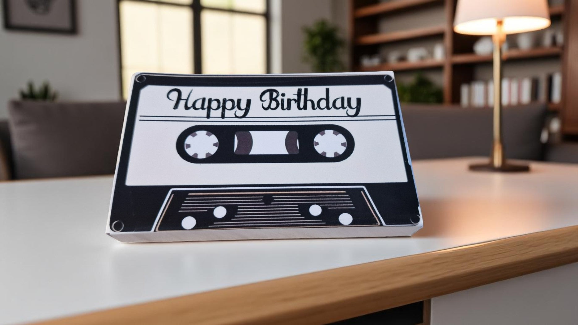 Personalised cassette voice message card, happy birthday, fun retro keepsake gift, handmade, one card per order