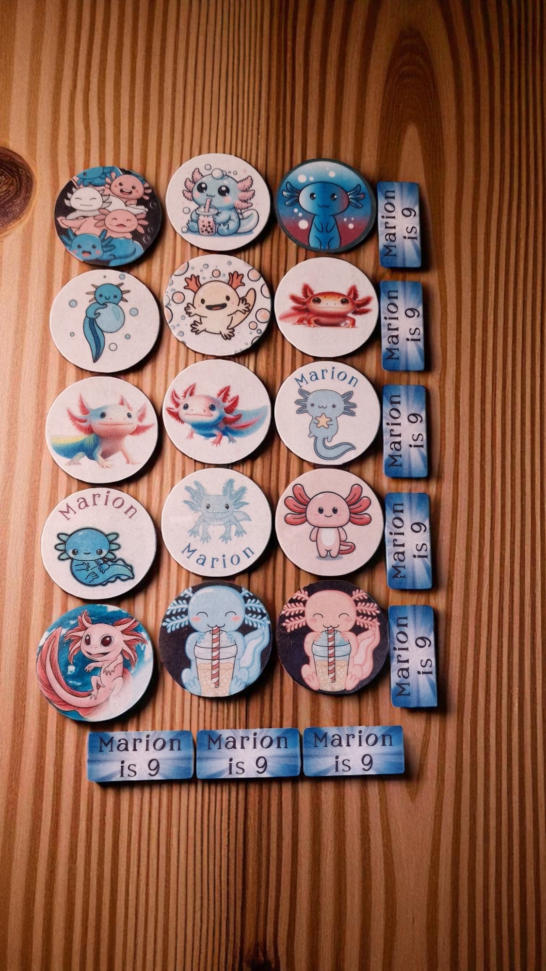 Axolotl Edible Cake Toppers | Personalised Name & Age | 32x Pre-Cut Cupcake Decorations | Wafer Paper | Cute Birthday Party Decor
