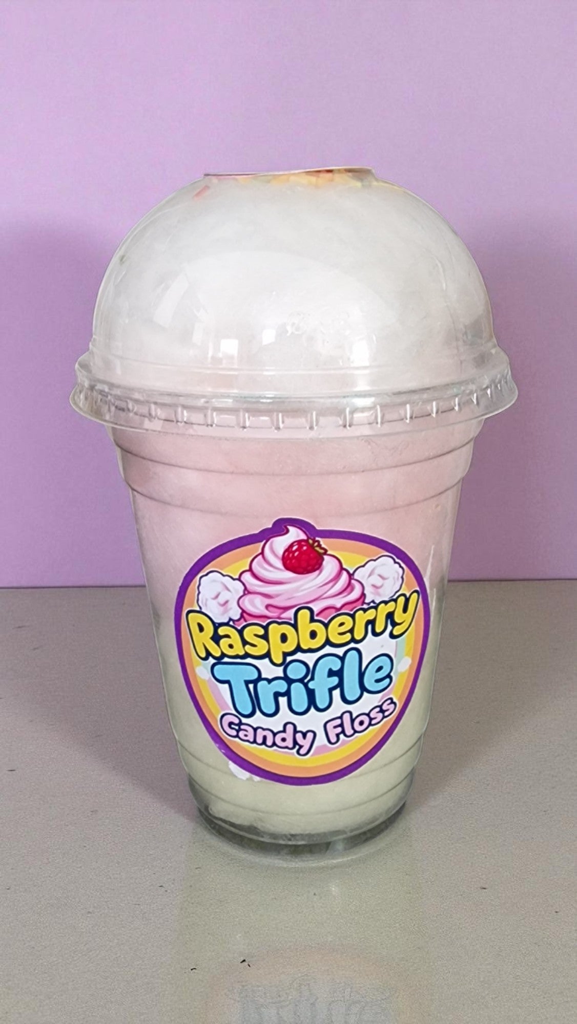 Raspberry Trifle Flavoured Candyfloss with sprinkles