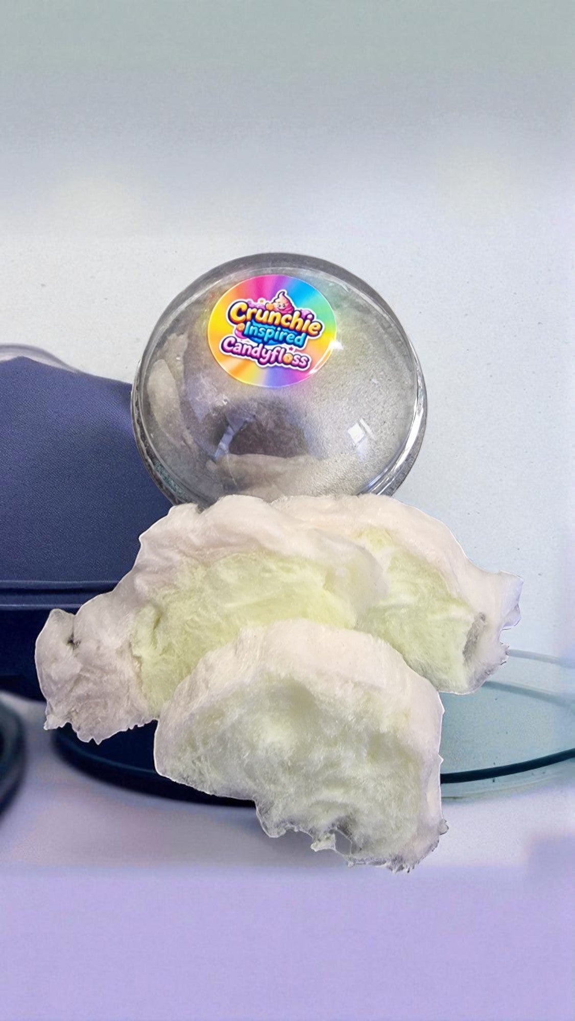Ice cream scoop with a colorful label on a white background