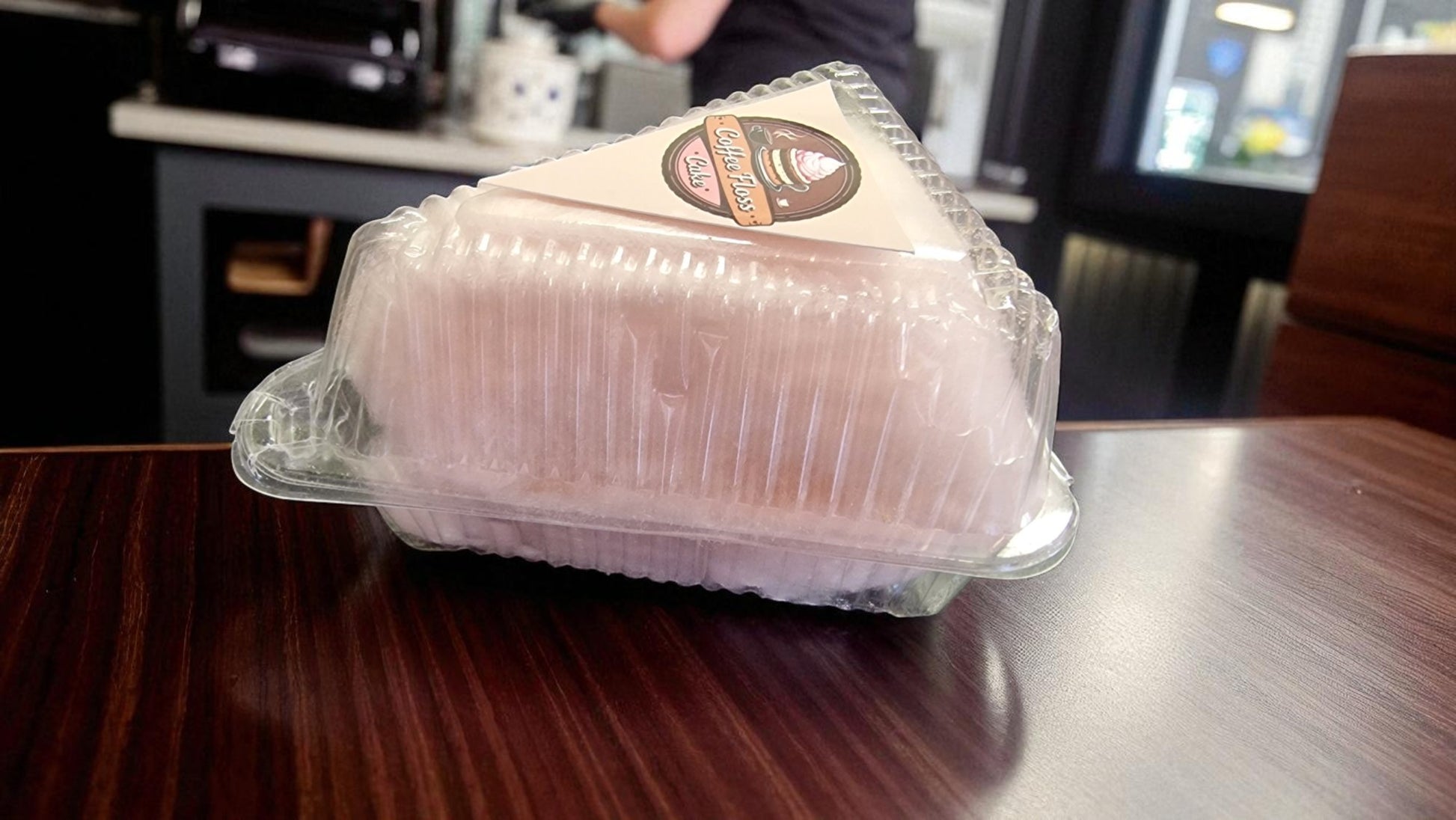 Packaged food item on a counter with a blurred background
