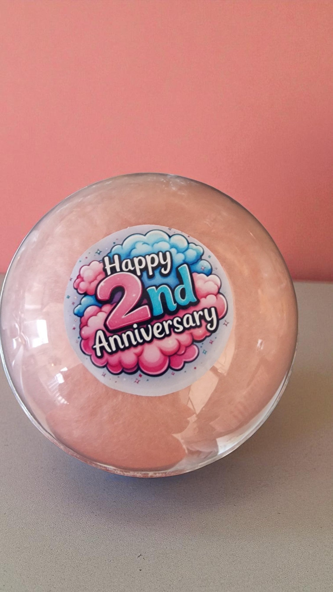 Personalised Cotton Candy 2nd Wedding Anniversary Gift | Custom Candy Floss Tub | Cotton Anniversary, 16oz, Choose Colour & Message