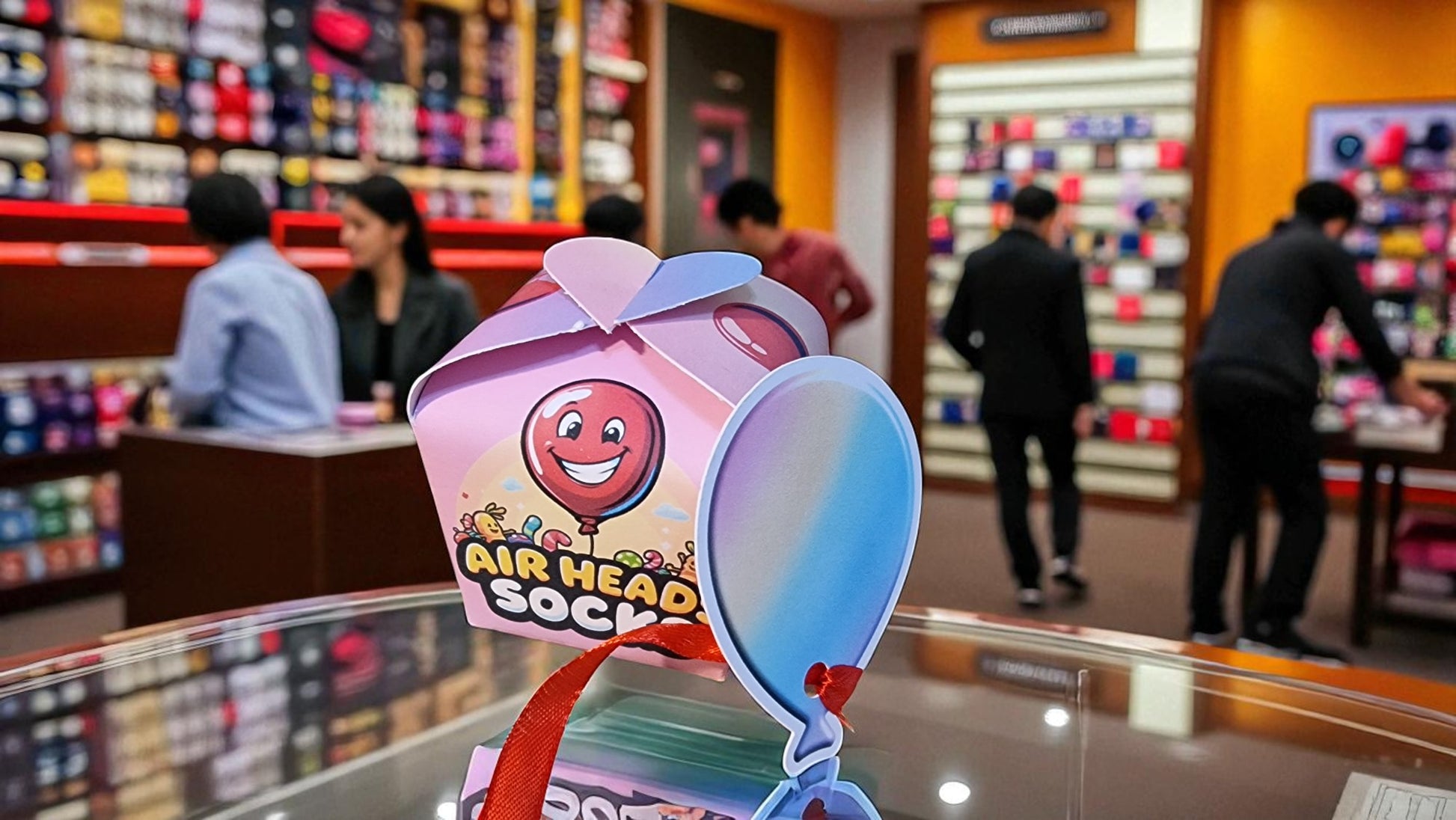 Air Head Socks packaging with a store interior in the background