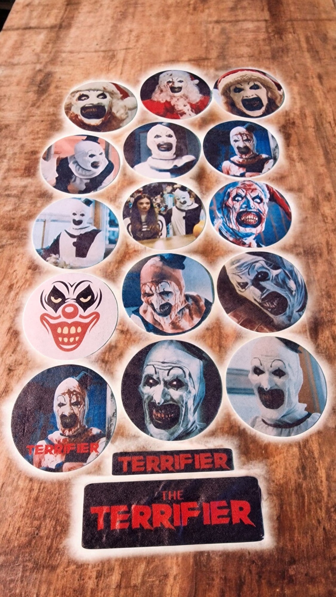 The Terrifier Horror Edible Cake Toppers – 4.5cm x 15, Halloween, Birthday, Movie Night