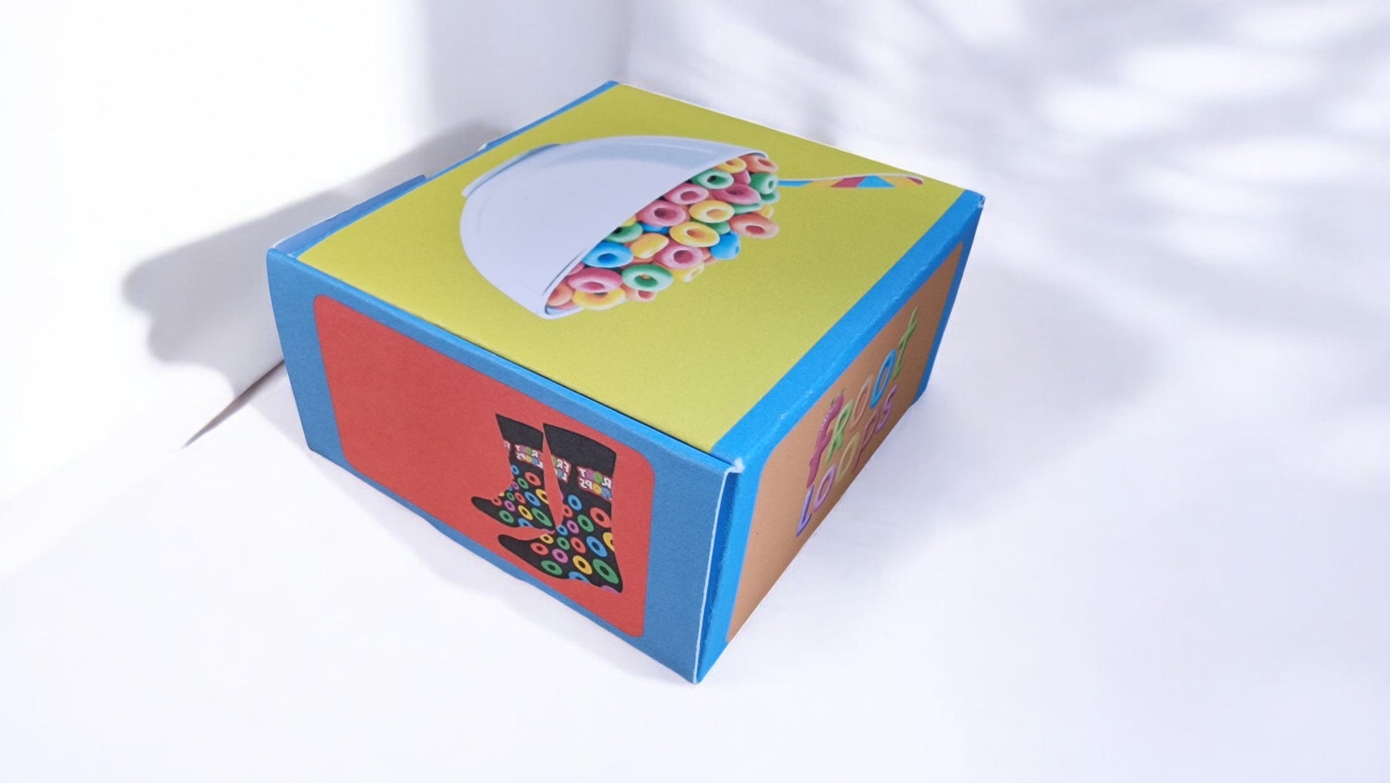 Colorful box with a floral design on a white background