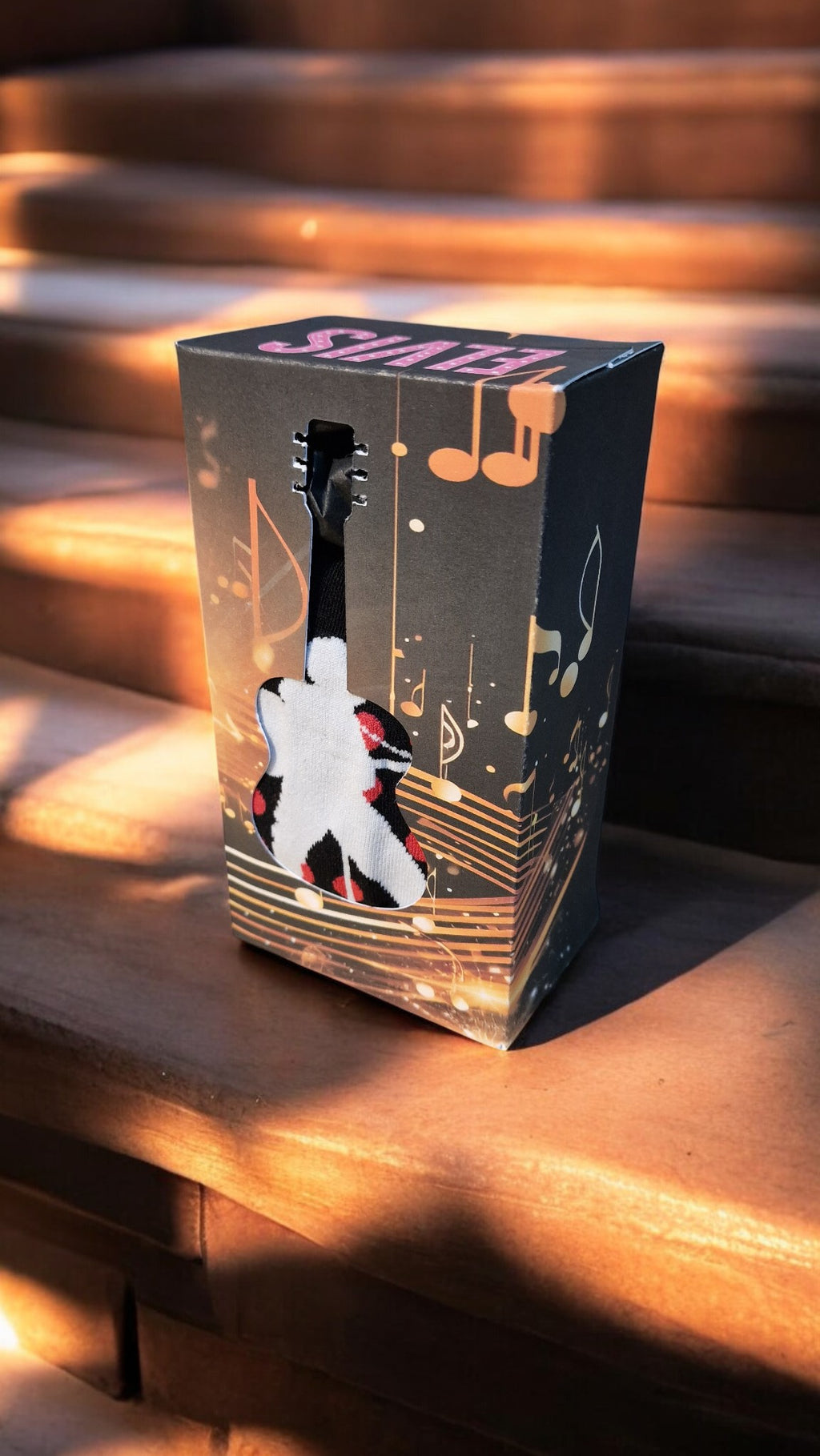 Cylindrical product packaging with a baseball player design on a wooden surface