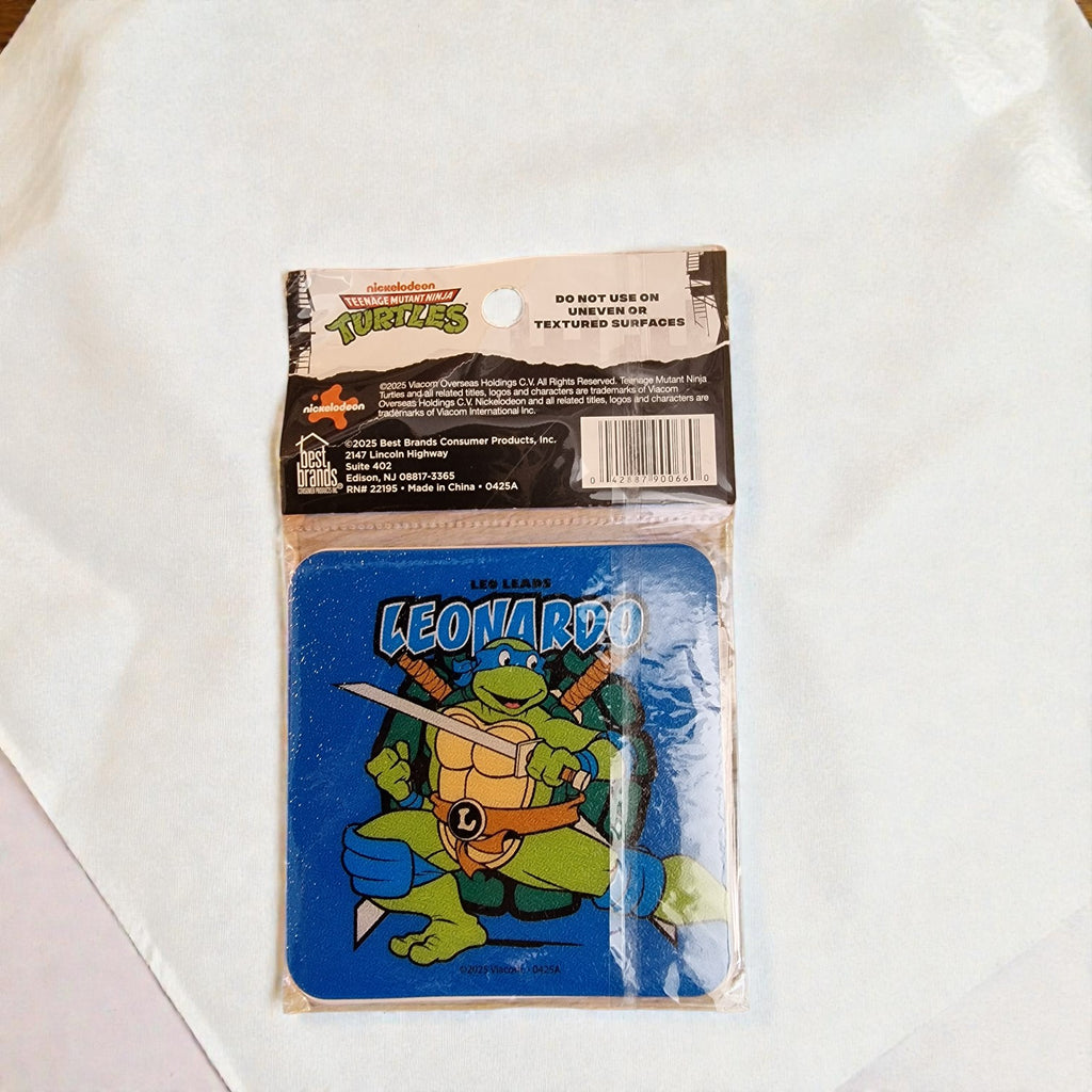 Vintage Teenage Mutant Ninja Turtles Leonardo toy figure packaging on a white background