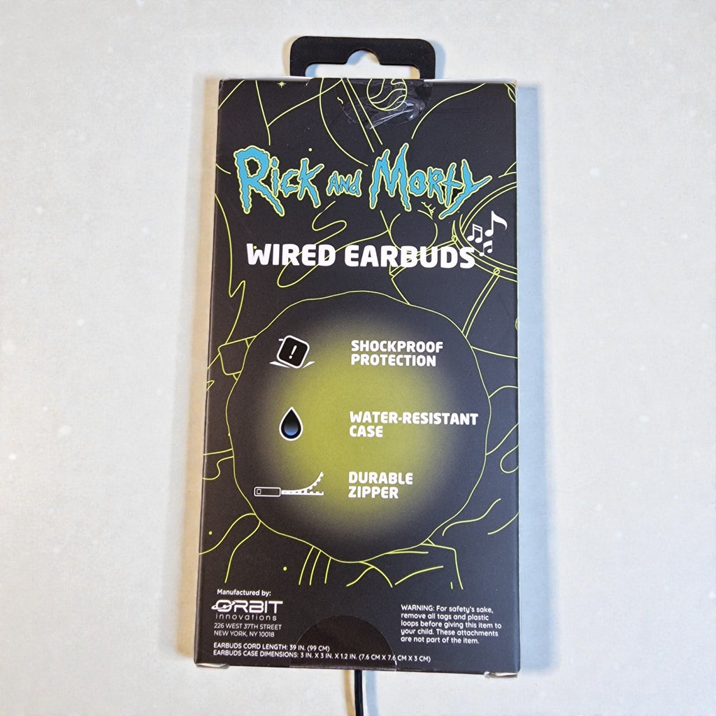 Rick and Morty Wired Earbuds – Shockproof, Water-Resistant Case, Official Collectible