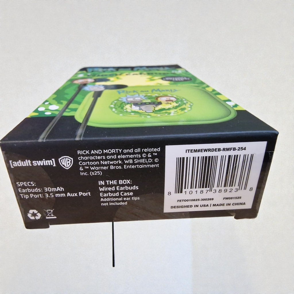 Rick and Morty Wired Earbuds – Shockproof, Water-Resistant Case, Official Collectible