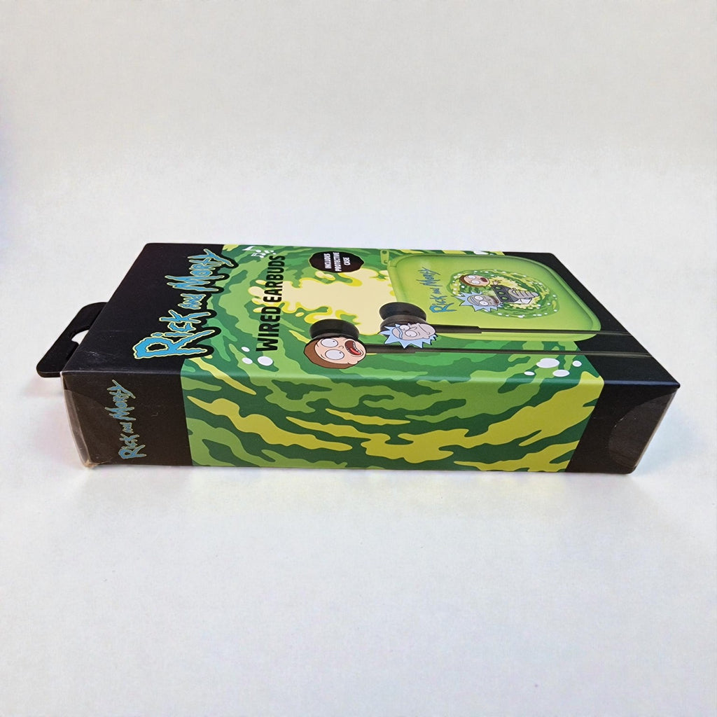 Rick and Morty Wired Earbuds – Shockproof, Water-Resistant Case, Official Collectible
