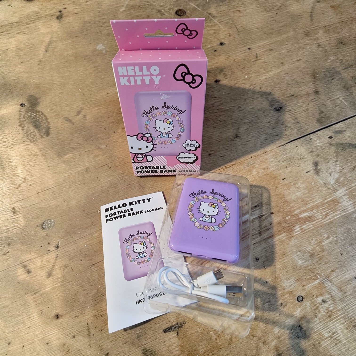 Hello Kitty Portable Power Bank 3600mAh – Official Sanrio, Lightweight, “Hello Spring!” Design