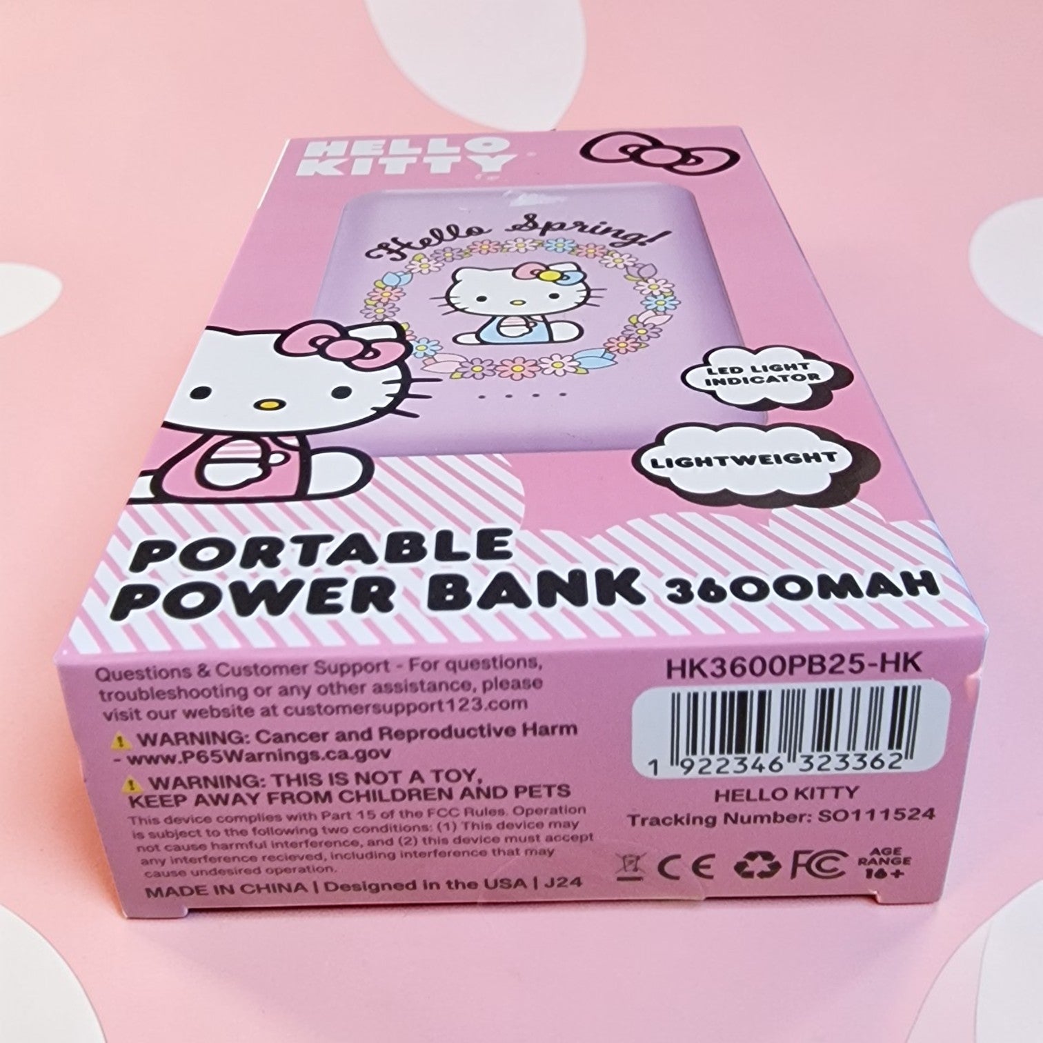 Hello Kitty Portable Power Bank 3600mAh – Official Sanrio, Lightweight, “Hello Spring!” Design