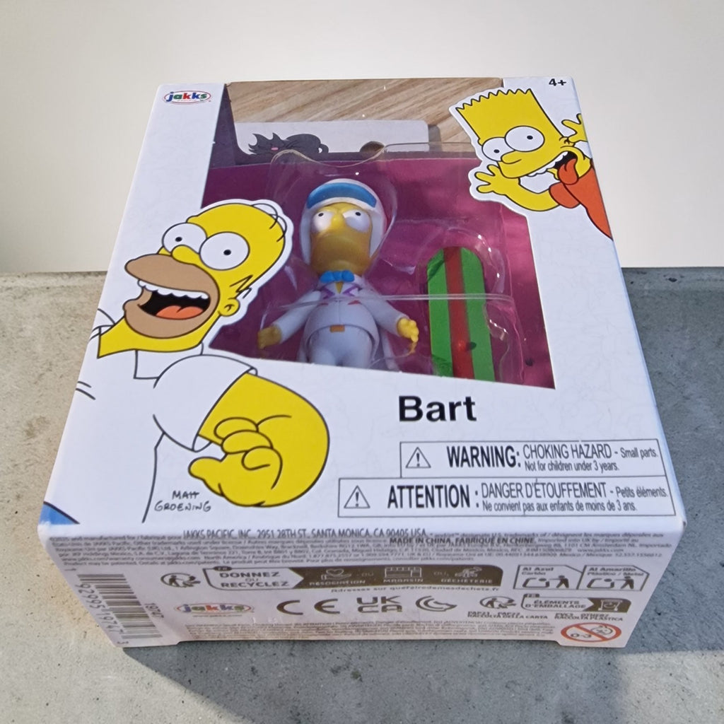 Box of a toy figure with Bart Simpson design on packaging