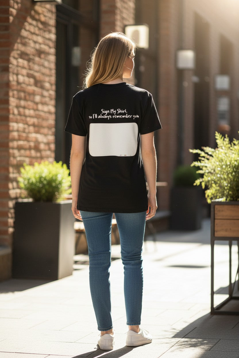 Sign My Shirt – Funny Teacher Gift | Personalised Leavers T-Shirt | End of School Memory Shirt + FREE Pen