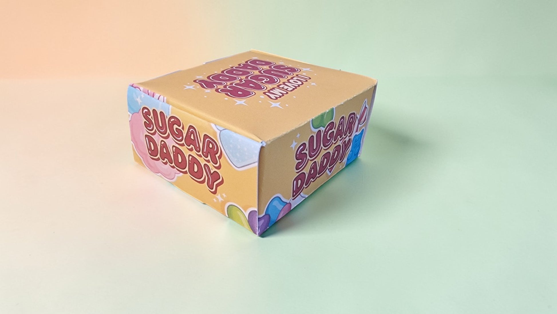 Box labeled 'Sugar Daddy' on a gradient background