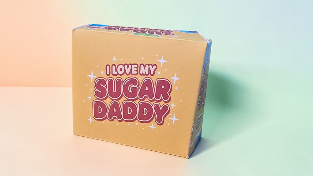 Box with 'I Love My Sugar Daddy' text on a gradient background