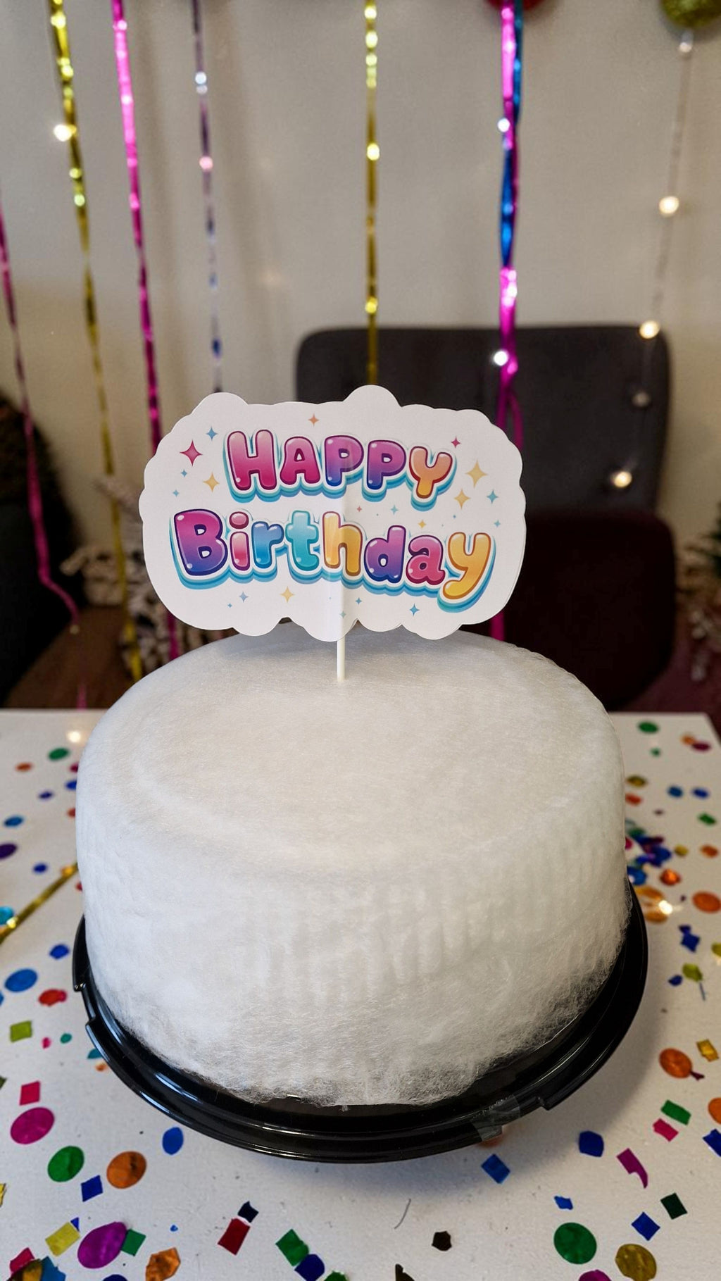 White Candy Floss Cake (8 Inch, 75g) – Dye Free & Free From 14 Allergens