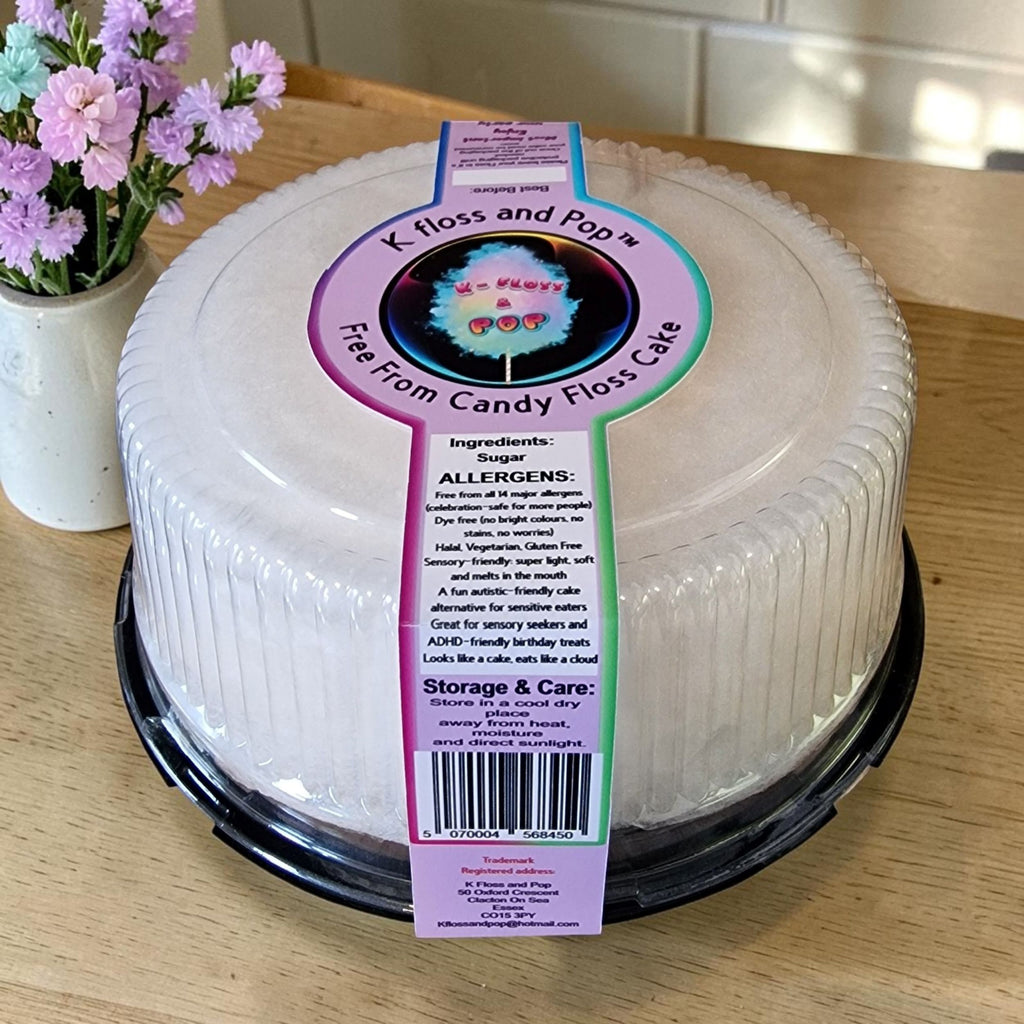 White Candy Floss Cake (8 Inch, 75g) – Dye Free & Free From 14 Allergens