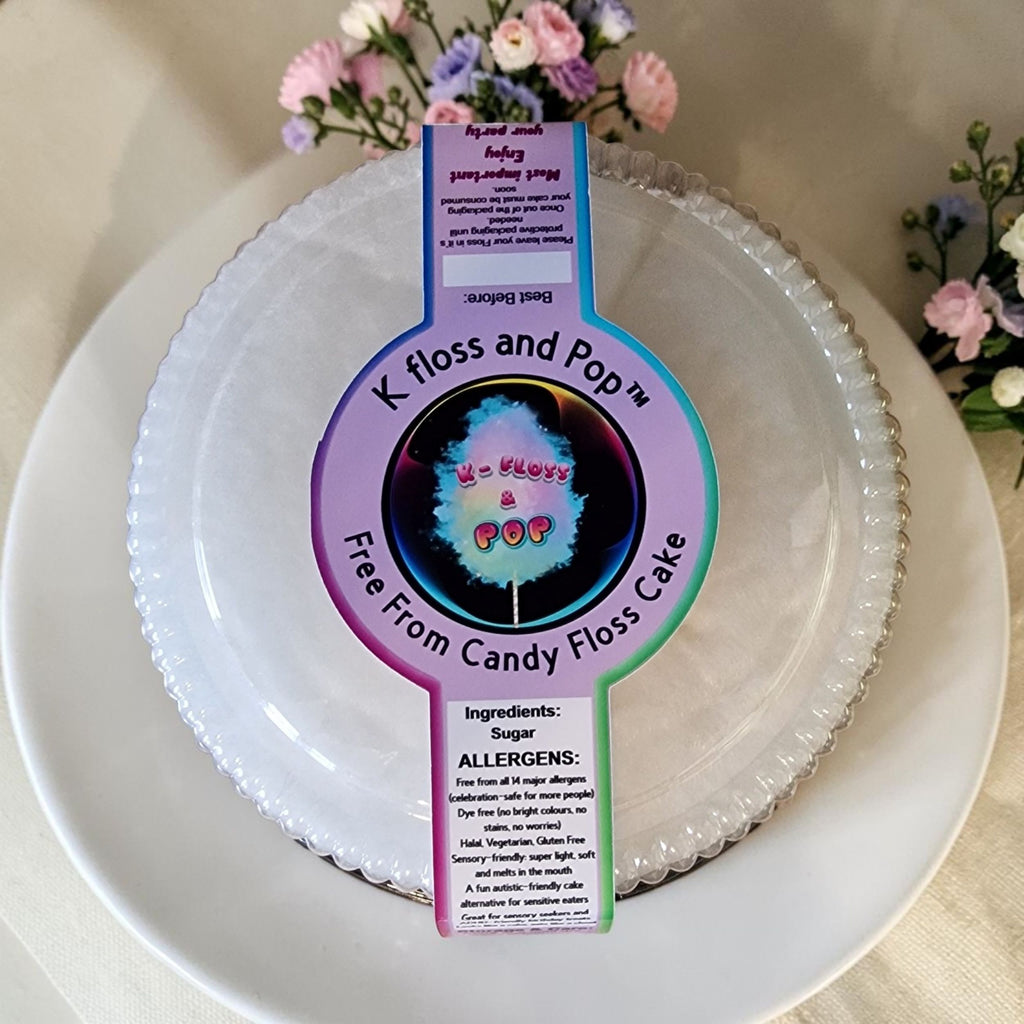 White Candy Floss Cake (8 Inch, 75g) – Dye Free & Free From 14 Allergens