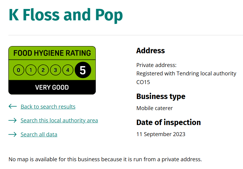 K Floss and Pop food hygiene rating clacton on sea