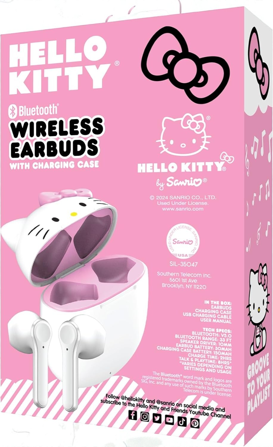 Hello Kitty Bluetooth Wireless Earbuds with Charging Case