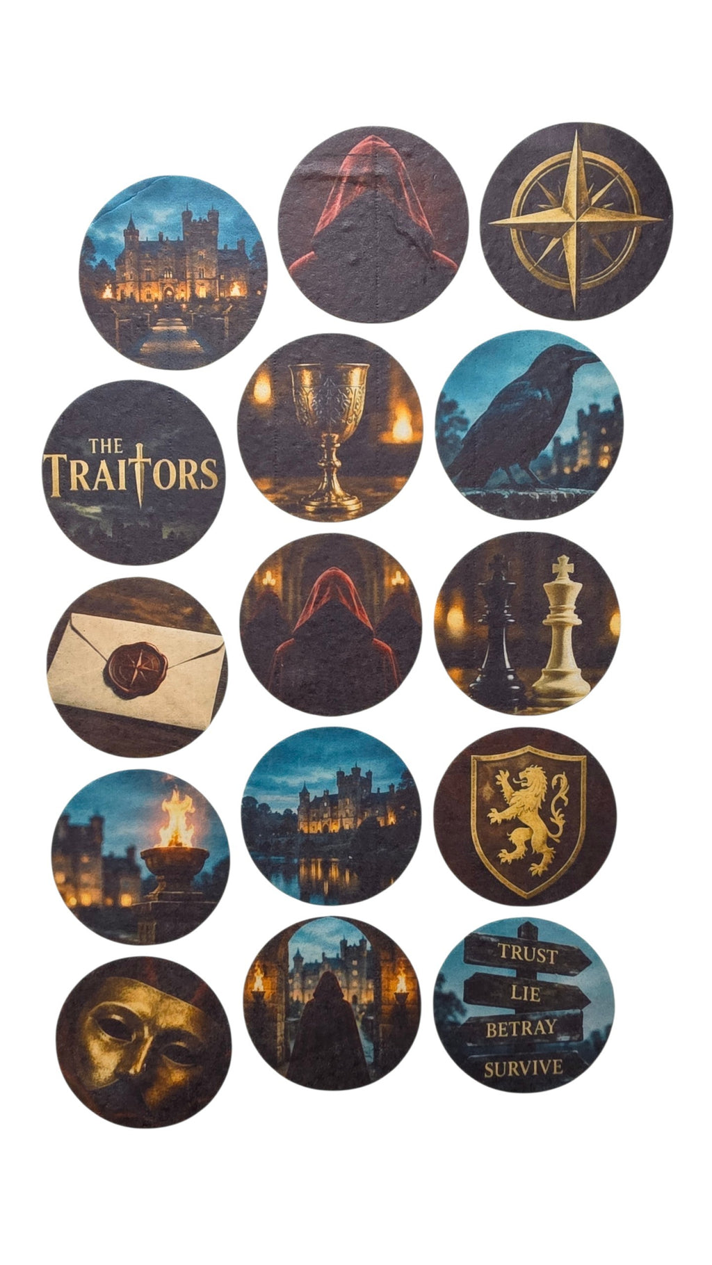 15 Traitors Inspired Edible Cupcake Toppers | Murder Mystery Party Decorations