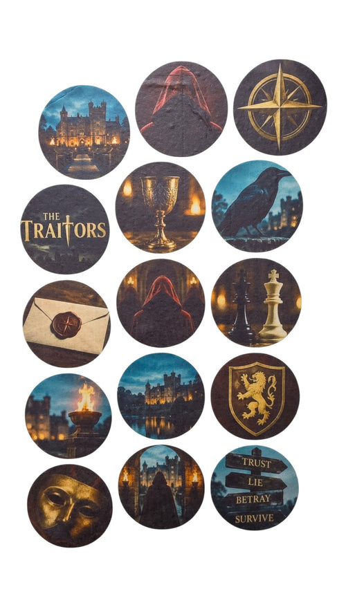 15 Traitors Inspired Edible Cupcake Toppers | Murder Mystery Party Decorations