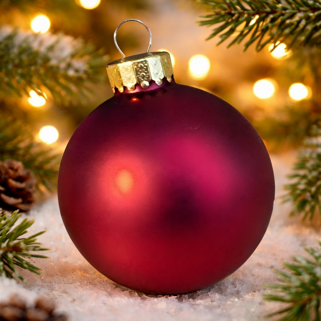 Funny Secret Santa Glass Bauble (60mm) – Matte Red or Glossy Dark Blue – Personalised Option