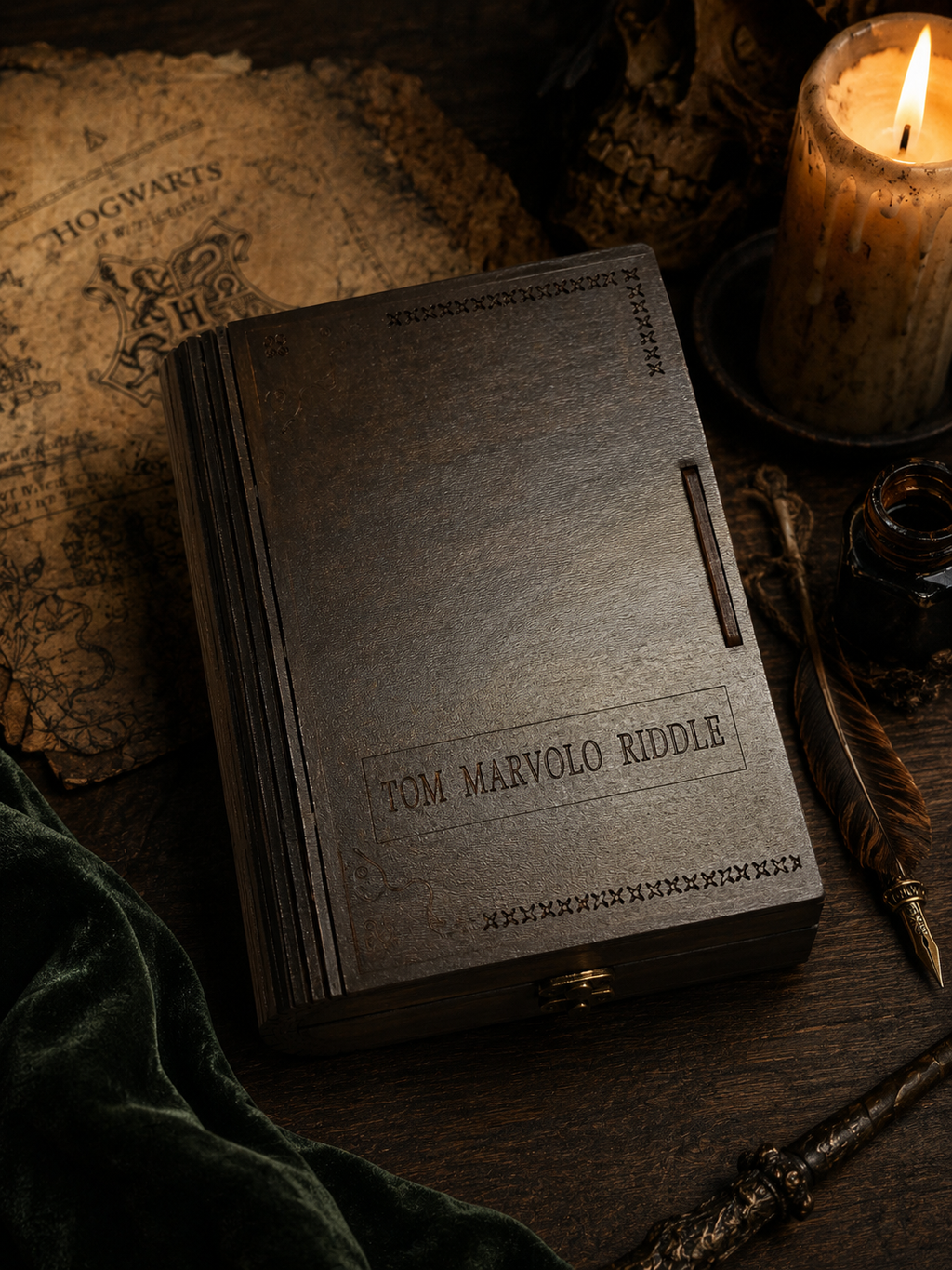 Tom Riddle Diary Inspired Wooden Keepsake Box | Handmade Wizarding Inspired Secret Storage Book