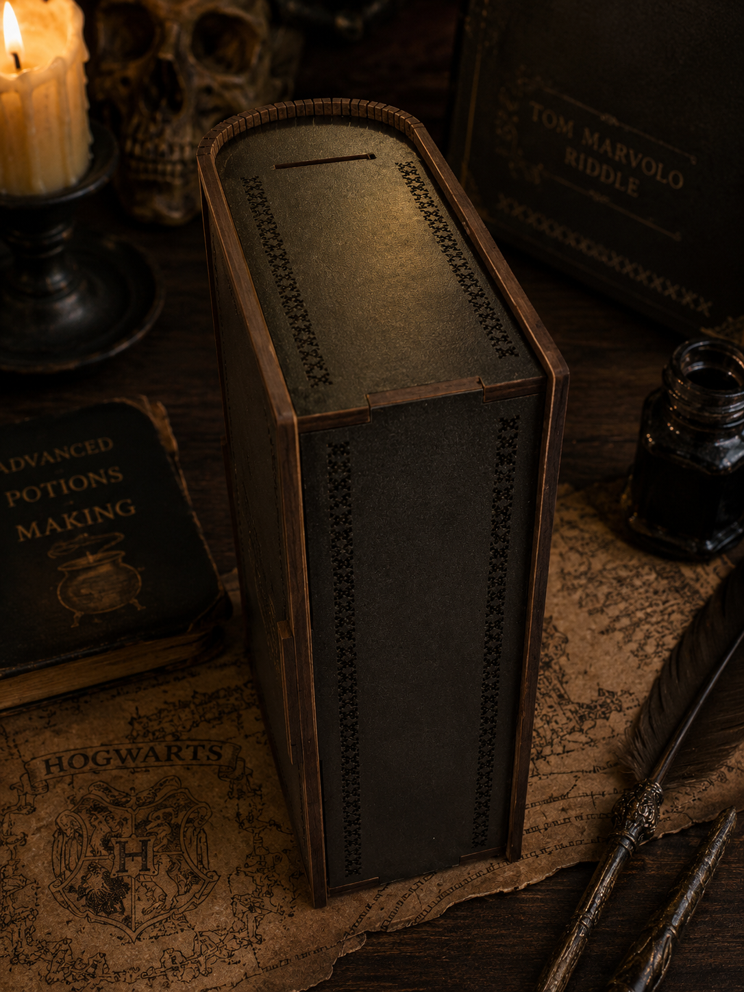 Tom Riddle Diary Inspired Wooden Keepsake Box | Handmade Wizarding Inspired Secret Storage Book