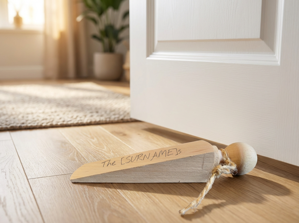 Personalised Engraved Wooden Door Wedge (Funny Door Stop)