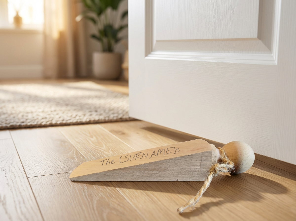 Personalised Engraved Wooden Door Wedge (Funny Door Stop)