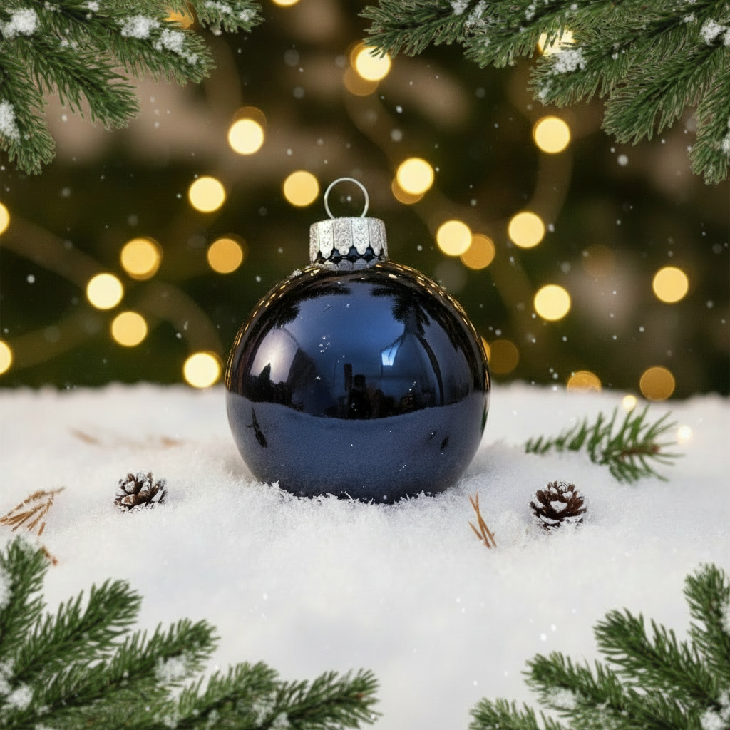 Funny Secret Santa Glass Bauble (60mm) – Matte Red or Glossy Dark Blue – Personalised Option