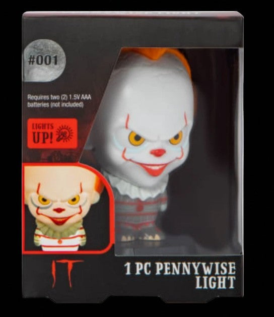Paladone Icons IT Pennywise Light, Horror Series 1, boxed light-up vinyl figure with red hair and menacing smile.