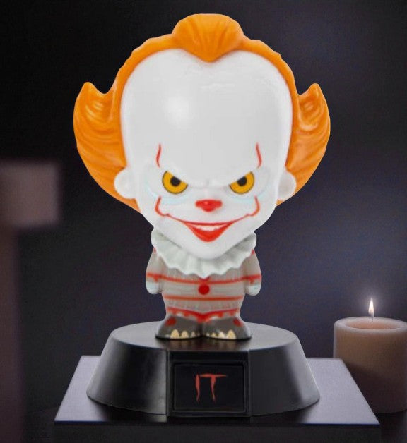 Paladone Icons IT Pennywise Light, Horror Series 1, boxed light-up vinyl figure with red hair and menacing smile.