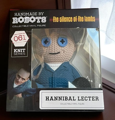Handmade By Robots Knit Series Hannibal Lecter #061 collectible vinyl figure in original box, inspired by The Silence of the Lambs.