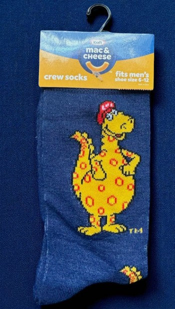 Mac & Cheese Crew Socks – One Size (6-9) – Handcrafted Gift Box (8 x 8 cm)