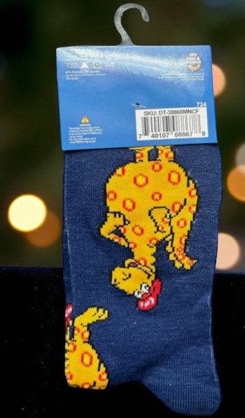 Mac & Cheese Crew Socks – One Size (6-9) – Handcrafted Gift Box (8 x 8 cm)