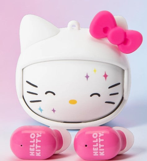Hello Kitty Wireless Earbuds with Rotating Charging Case – Official Sanrio, Built-In Mic, Super Cute!