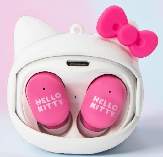 Hello Kitty Wireless Earbuds with Rotating Charging Case – Official Sanrio, Built-In Mic, Super Cute!