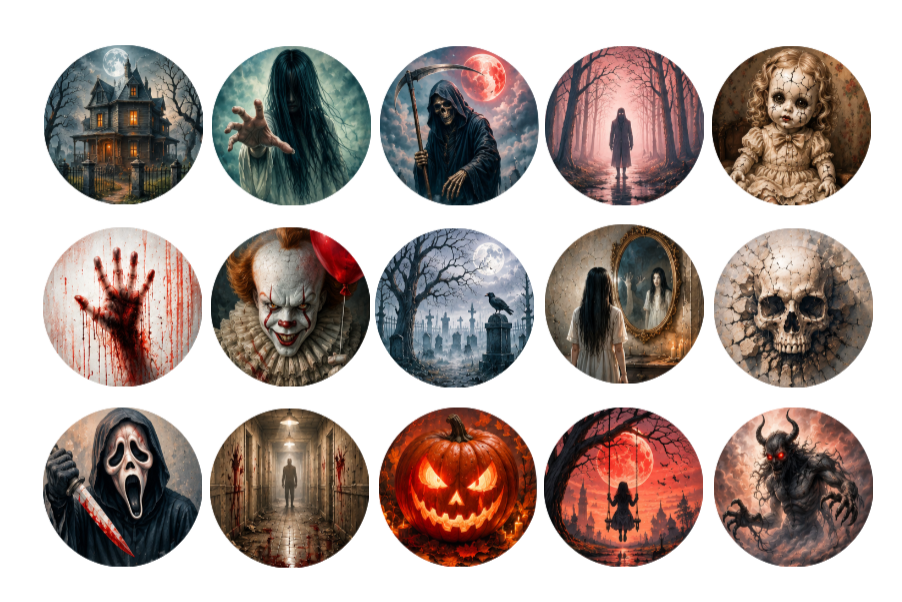 Horror Halloween Edible Cupcake Toppers – 15 Pre-Cut Wafer Circles