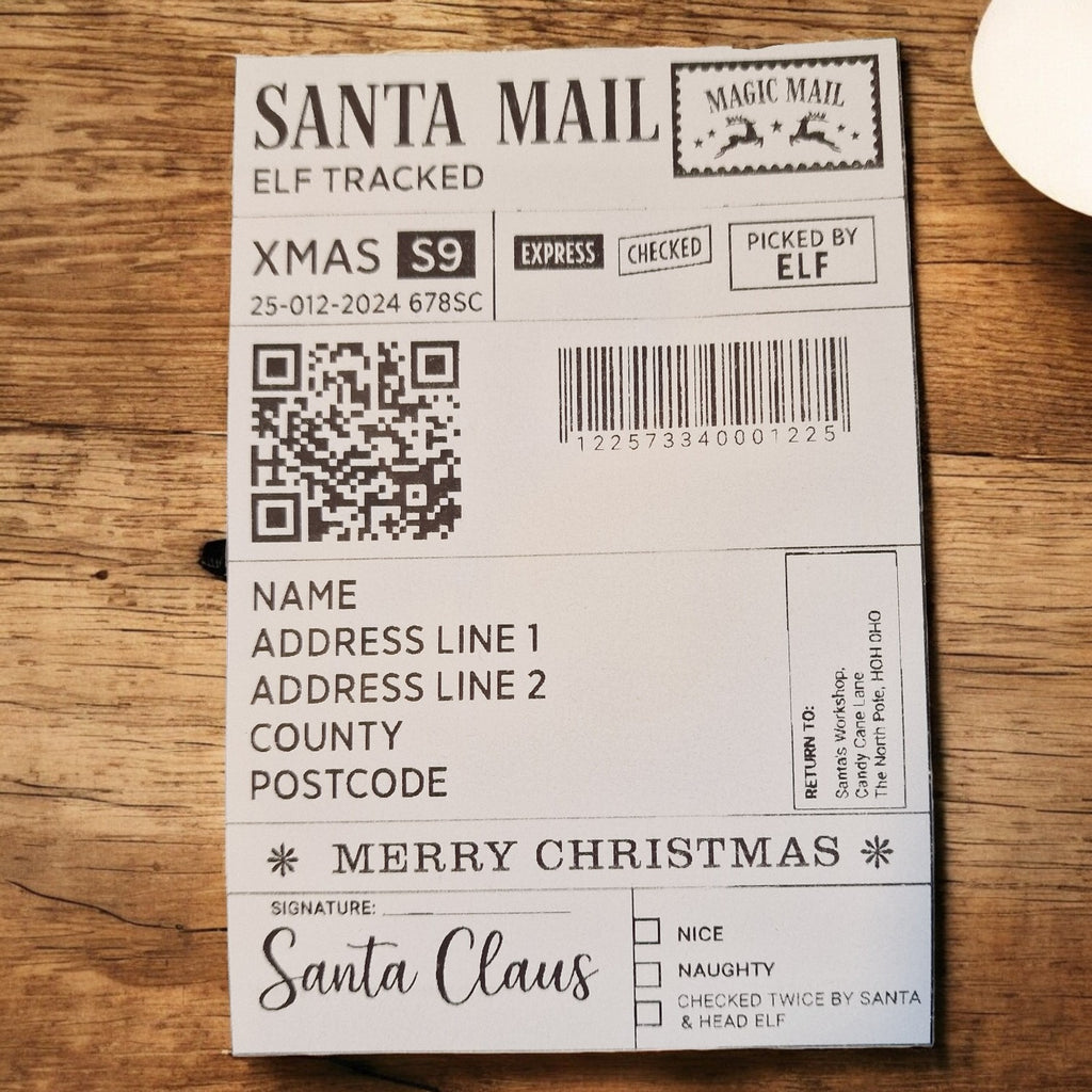Personalised 4x6 Postage Labels – Pack of 10 – Self Adhesive – Custom Santa Mail Christmas