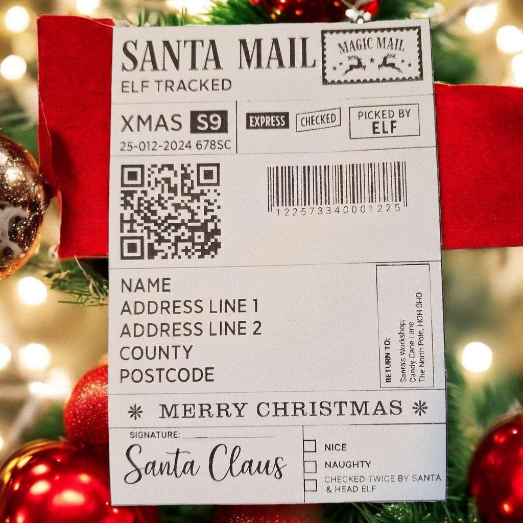 Personalised 4x6 Postage Labels – Pack of 10 – Self Adhesive – Custom Santa Mail Christmas